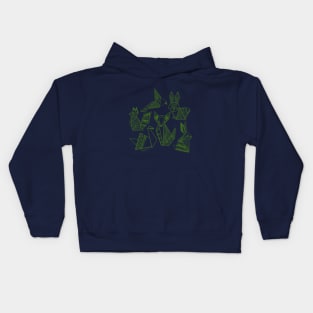 Origami Animals in Forest Green Kids Hoodie